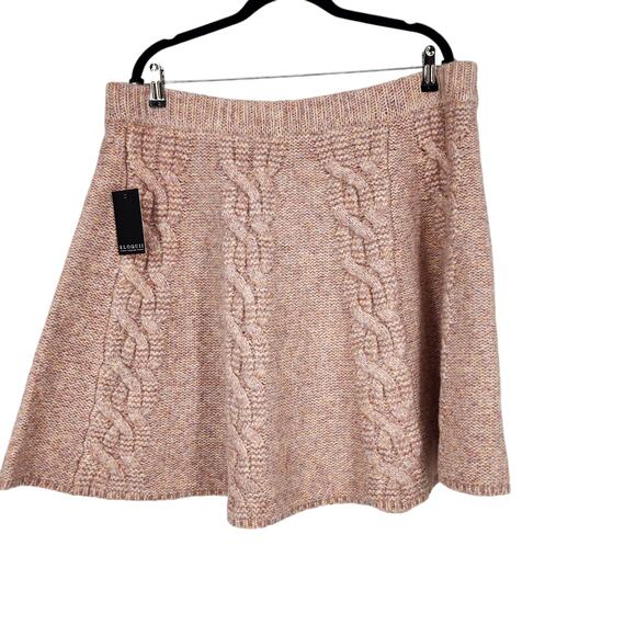 Eloquii Women's Flared Heavy Cable Knit Pull On Pink Mini Skirt Size 14/16 - Picture 6 of 7